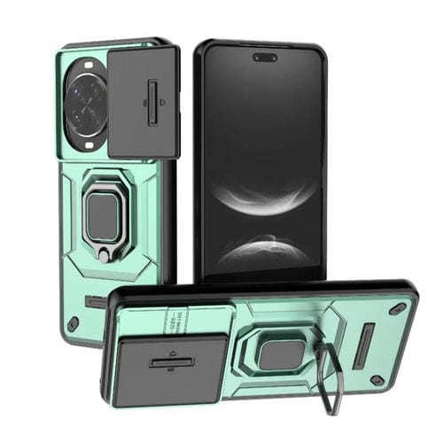 Funda deslizante de TPU + PC a prueba de golpes con soporte para Huawei nova 14 Pro 5G (verde)