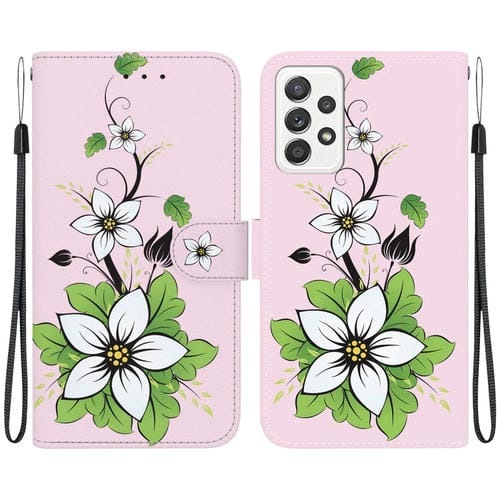 Funda para teléfono Samsung Galaxy A52 5G / 4G Cuero Dibujo Coloreado Textura de Cristal (Lirio)