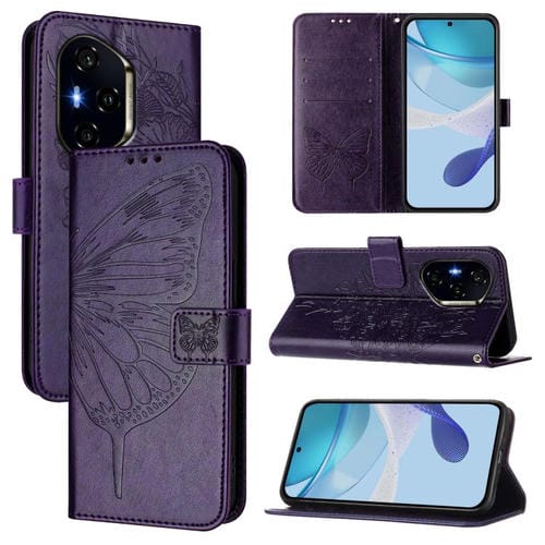 Funda de Cuero con Mariposa en Relieve para Honor 400 (Morado Oscuro)