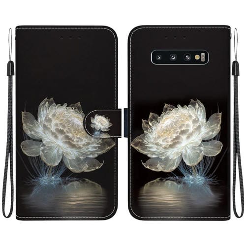 Funda de Cuero Samsung Galaxy S10 Dibujo Coloreado Textura de Cristal (Peonía de Cristal)