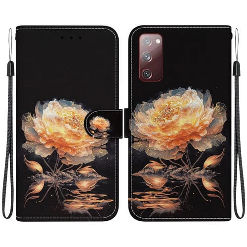 Funda para teléfono Samsung Galaxy S20 FE 5G Cuero Dibujo con Textura de Cristal (Peonía Dorada)