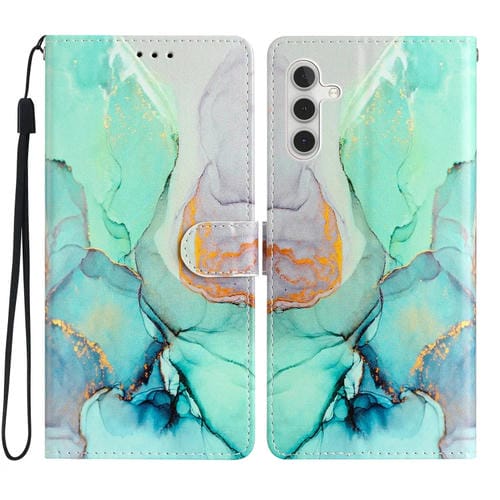 Funda de Cuero Samsung Galaxy A35 Dibujo Coloreado Mármol Verde