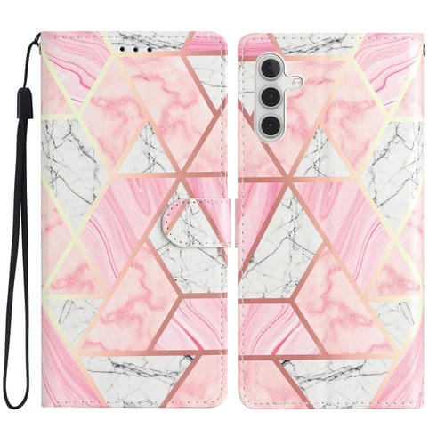 Funda de Cuero Samsung Galaxy A35 Dibujo de Colores Mármol Rosa