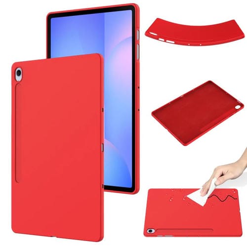 Funda de silicona líquida a prueba de golpes para Samsung Galaxy Tab S10 FE+ (color rojo)