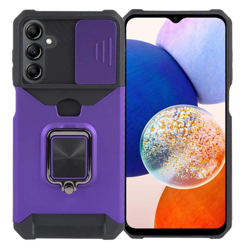Funda para Teléfono Samsung Galaxy A15 + Camera Shield Ranura para Tarjeta PC (Púrpura)