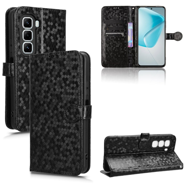 Funda de Cuero con Textura de Puntos Panal para Infinix Hot 50 Pro+ 4G (Negra)