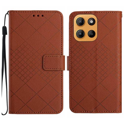 Funda de Cuero con Textura de Cuadrícula Rómbica para Motorola Moto G Stylus 5G (2025) (Marrón)