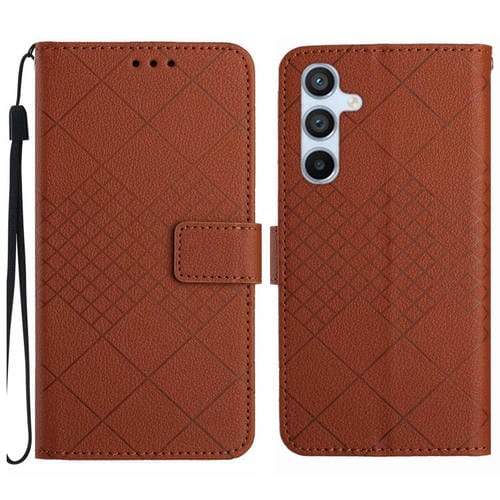 Funda para Samsung Galaxy A24 4G Cuero Textura Rejilla Rómbica (Marrón)