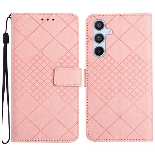 Funda para Samsung Galaxy A54 5G Cuero Textura Rejilla Rómbica (Rosa)