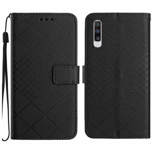 Funda para Samsung Galaxy A70 / A70S Cuero Textura Rejilla Rómbica (Negro)