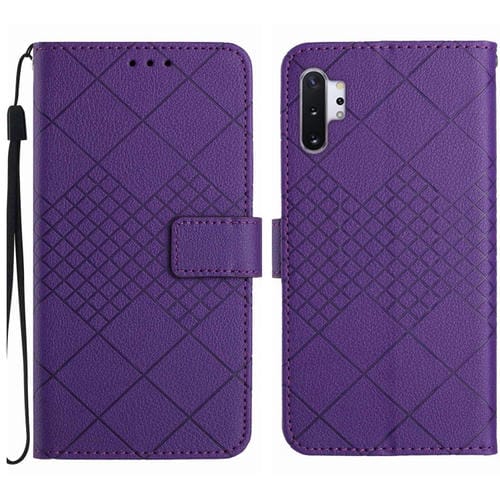 Funda para Samsung Galaxy Note10 + Cuero Textura Rejilla Rómbica (Púrpura)