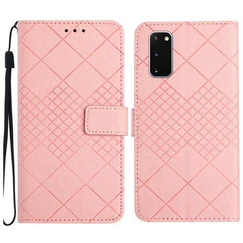 Funda para Samsung Galaxy S20 Cuero Textura Rejilla Rómbica (Rosa)
