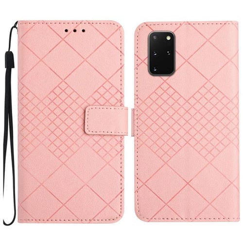 Funda de Cuero para Samsung Galaxy S20 con Textura de Rejilla Rómbica (Rosa)