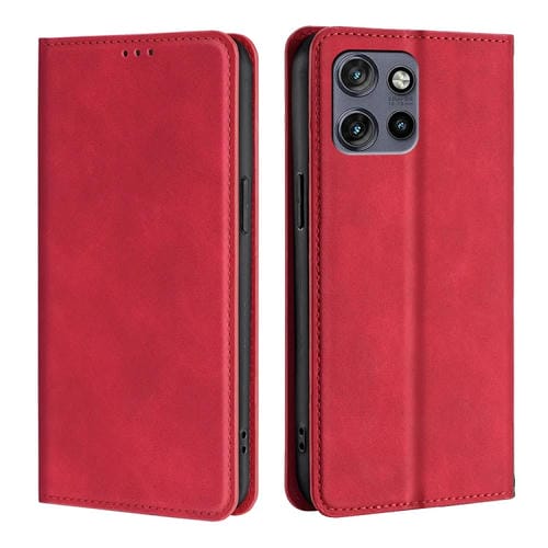 Funda de Cuero Magnética con Tacto de Piel para Motorola Edge 50 Neo 5G (Roja)