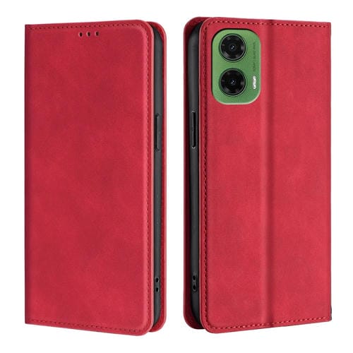 Funda de Cuero Magnética para Motorola Moto G35 5G con Tacto de Piel (Rojo)