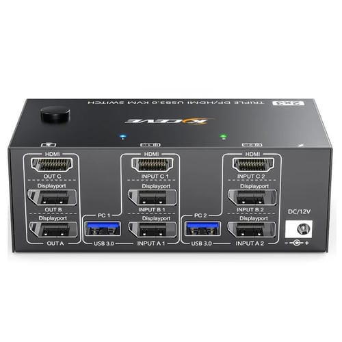 Conmutador KVM de Monitores Triples KC-KVM203DH 8K 30Hz USB 3.0 DP+DP+HDMI Enchufe AU