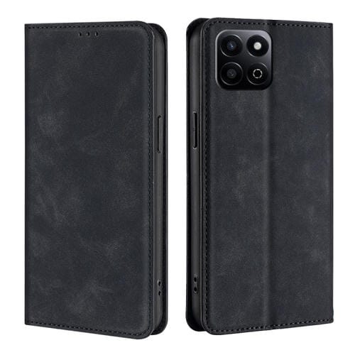 Funda de Cuero Magnética para Honor Play 60 Plus con Tacto de Piel (Negra)