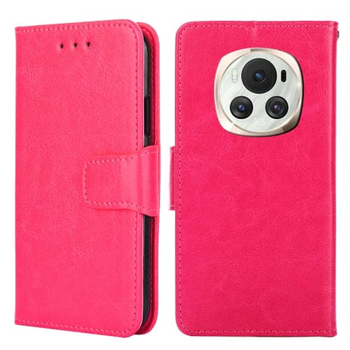 Funda para Teléfono Honor Magic6 Cuero Textura de Cristal (Rojo Rosa)