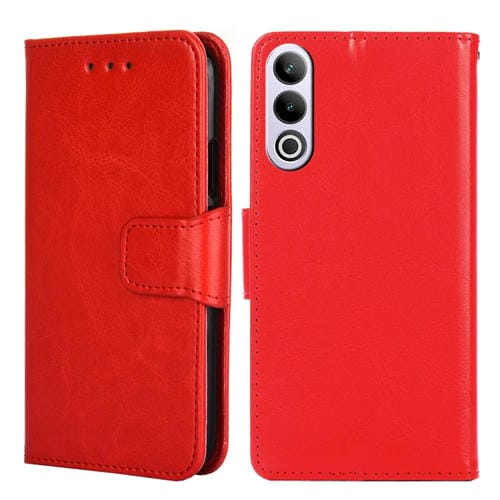 Funda de Cuero para OnePlus Ace 3V 5G con Textura de Cristal (Rojo)