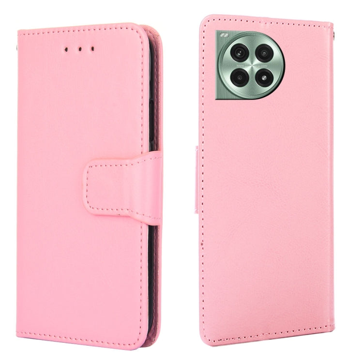 Funda de Cuero con Textura de Cristal para OnePlus Ace 3 Pro 5G (Rosa)