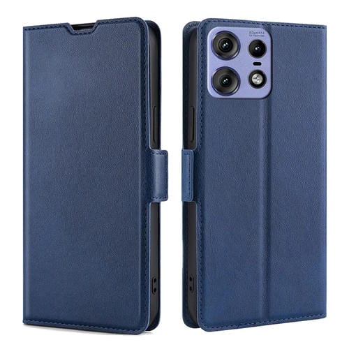 Funda de Cuero con Tapa Horizontal y Hebilla Lateral Ultrafina para Motorola Edge 50 Pro 5G (Azul)