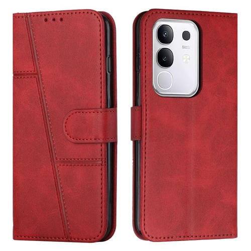 Funda de Piel con Hebilla y Textura de Becerro para Vivo Y29 4G (Roja)