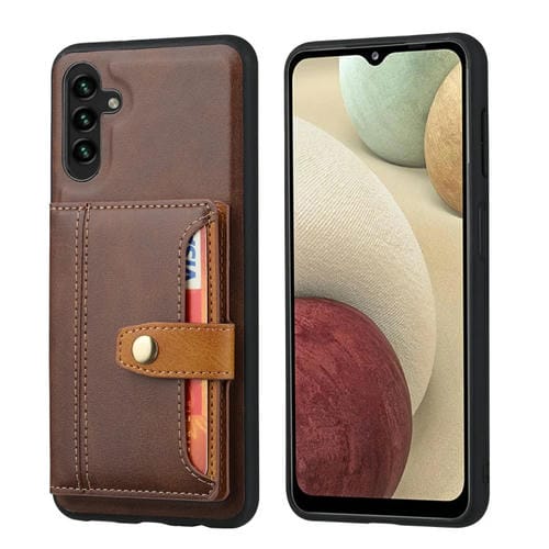 Funda para Teléfono Samsung Galaxy A05S TPU + PU con Ranura para Tarjeta Piel de Becerro (Marrón)