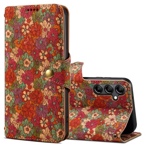 Funda para Teléfono Samsung Galaxy A54 5G Denior Flower Language Series Cuero con Borde de Tela de Corcho (Verano)