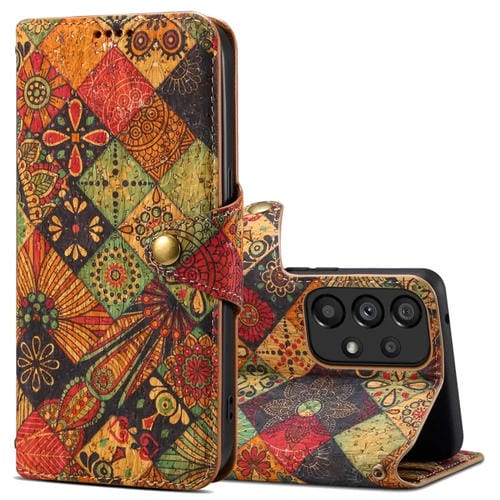 Funda para Teléfono Samsung Galaxy A32 Denior Flower Language Series Cuero con Borde de Tela de Corcho (Otoño)