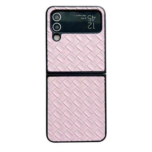 Funda Plegable Samsung Galaxy Z Flip3 para Teléfono de Pu con Textura Tejida (Rosa)
