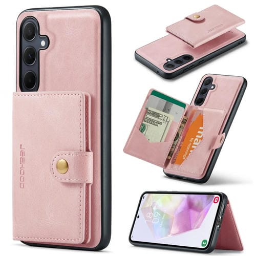 Funda para Teléfono Samsung Galaxy A35 5G Jeehood J01 con Billetera Desmontable Magnética Retro (Rosa)