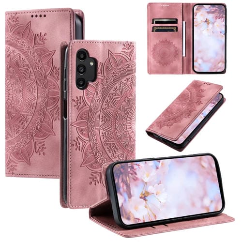 Funda para Samsung Galaxy A32 4G Totem Cuero Magnética en Relieve (Oro Rosa)