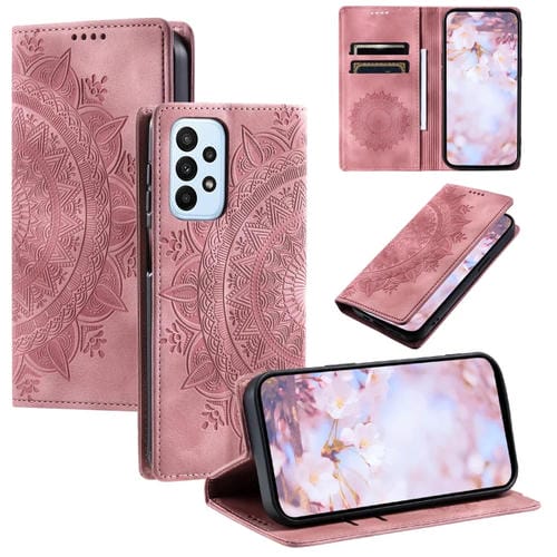 Funda para Samsung Galaxy A33 5G Totem Cuero Magnética En Relieve (Oro Rosa)