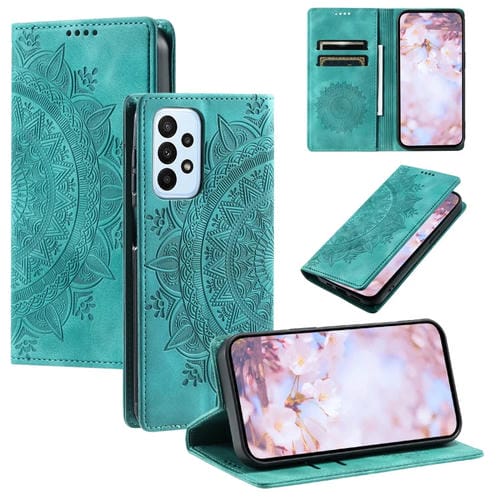Funda para Samsung Galaxy A52 4G y 5G Totem Cuero Magnética En Relieve (Verde)