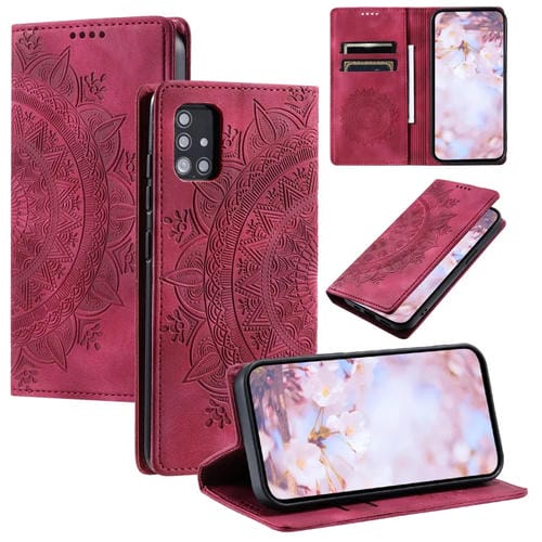 Funda para Samsung Galaxy A71 4G Totem Cuero Magnética En Relieve (Rojo)
