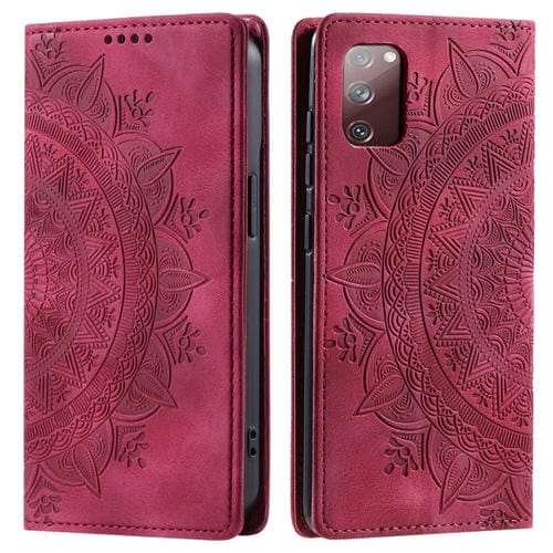 Funda de Cuero Magnética Totem para Samsung Galaxy S20 FE 4G / 5G (Rojo)