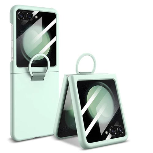 Funda para Teléfono Samsung Galaxy Z Flip5 PC Ultrafina Integrada con Anillo (Verde)