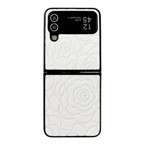 Funda Protectora Samsung Galaxy Z Flip4 PatrĂłn de Flores (Blanco)