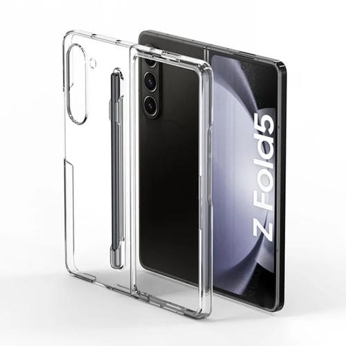 Estuche para Teléfono Samsung Galaxy Z Fold5 5G con Sensación de Piel Integrada para PC y Bolígrafo (Transparente)