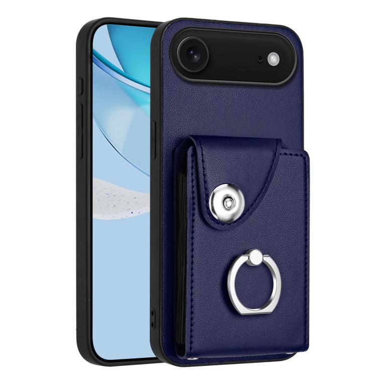 Funda para iPhone 17 con anillo y tarjetero Air Organ Card Bag (azul)
