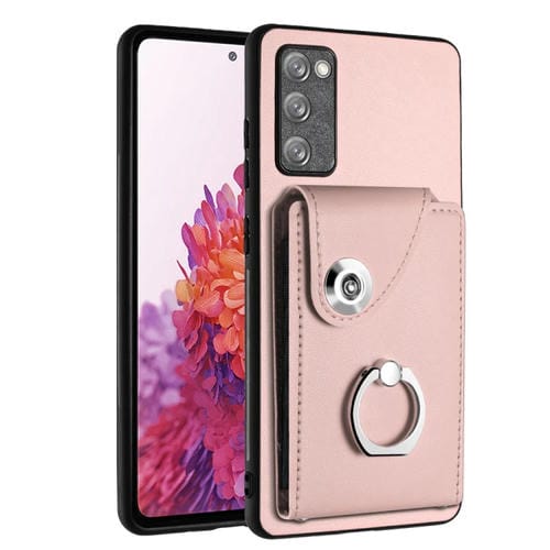 Funda para Teléfono Samsung Galaxy S20 FE Pu con Soporte para Anillo y Bolsa para Tarjeta (Rosa)