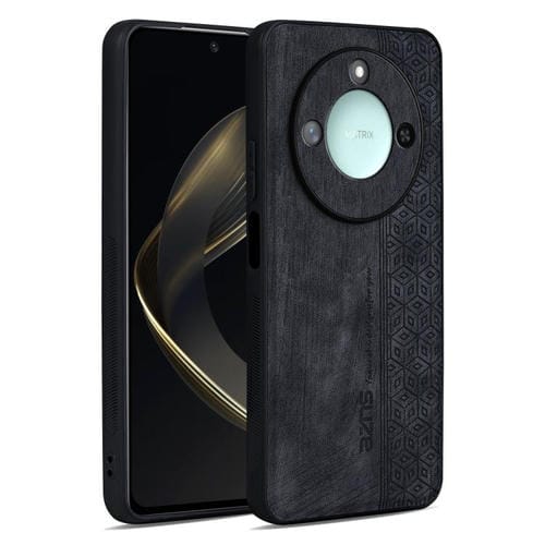 Funda para Teléfono Azns con Efecto Piel en Relieve 3D para Honor X60 (Negra)