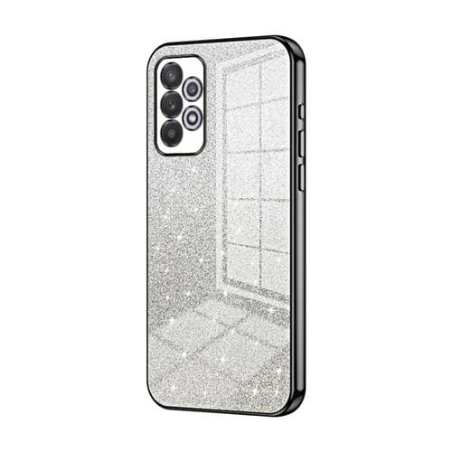 Estuche para Teléfono Samsung Galaxy A32 4G Galvanizado con Polvo de Brillo Degradado (Negro)