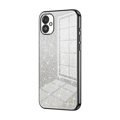 Estuche para teléfono Samsung Galaxy F14 5G galvanizado en polvo con brillo degradado (Negro)