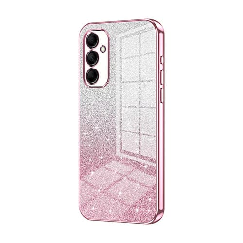 Estuche para Teléfono Samsung Galaxy M14 Galvanizado con Polvo de Brillo Degradado (Rosa)