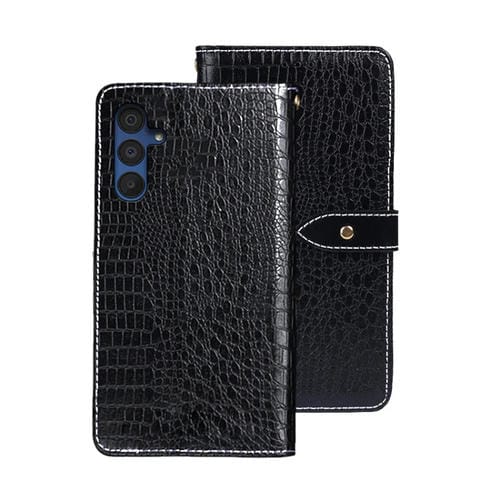 Funda para Teléfono Samsung Galaxy A15 5G Idewei Cuero Textura de Cocodrilo (Negro)