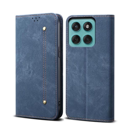 Funda de cuero con tapa y textura vaquera para Motorola Moto G86 5G (azul)