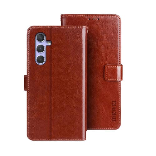 Funda para Samsung Galaxy A55 5G Idewei Crazy Horse Texture de Cuero (Marrón)