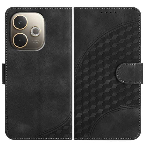 Funda de Cuero con Relieve de Cabeza de Elefante y Cordón para Oppo A5 Pro 5G (Negra)