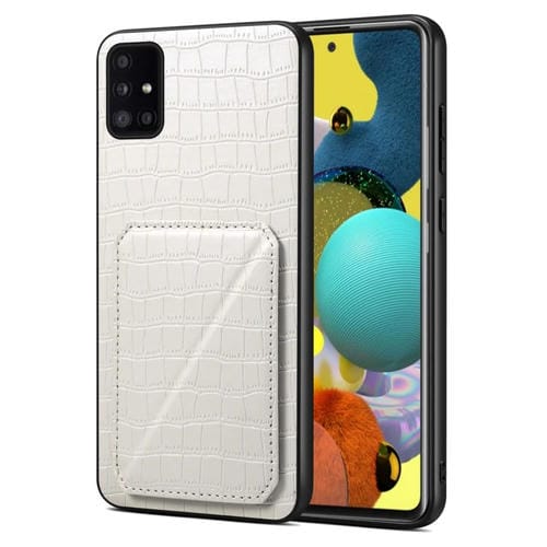 Funda Trasera Samsung Galaxy A51 5G Denior Piel de Cocodrilo con Soporte (Blanco)